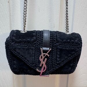 Yves Saint Laurent Black Knit Crossbody Bag Baby Chai